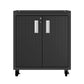 Manhattan Comfort Fortress Textured Metal 32" Garage Mobile Cabinet With 2 Adjustable Shelves In Charcoal Gray