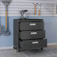 Manhattan Comfort Fortress Textured Metal 32" Garage Mobile Chest With 3 Full Extension Drawers In Charcoal Gray