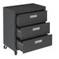 Manhattan Comfort Fortress Textured Metal 32" Garage Mobile Chest With 3 Full Extension Drawers In Charcoal Gray