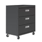 Manhattan Comfort Fortress Textured Metal 32" Garage Mobile Chest With 3 Full Extension Drawers In Charcoal Gray