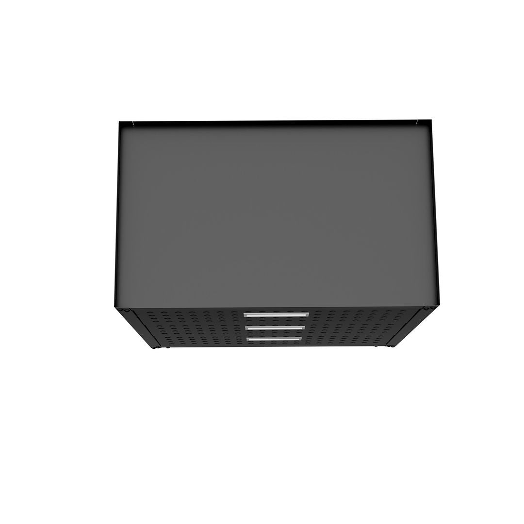 Manhattan Comfort Fortress Textured Metal 32" Garage Mobile Chest With 3 Full Extension Drawers In Charcoal Gray