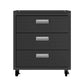 Manhattan Comfort Fortress Textured Metal 32" Garage Mobile Chest With 3 Full Extension Drawers In Charcoal Gray