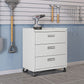 Manhattan Comfort Fortress Textured Metal 32" Garage Mobile Chest With 3 Full Extension Drawers In White