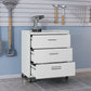 Manhattan Comfort Fortress Textured Metal 32" Garage Mobile Chest With 3 Full Extension Drawers In White