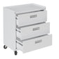 Manhattan Comfort Fortress Textured Metal 32" Garage Mobile Chest With 3 Full Extension Drawers In White