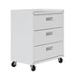 Manhattan Comfort Fortress Textured Metal 32" Garage Mobile Chest With 3 Full Extension Drawers In White