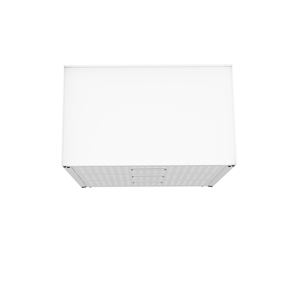 Manhattan Comfort Fortress Textured Metal 32" Garage Mobile Chest With 3 Full Extension Drawers In White