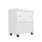 Manhattan Comfort Fortress Textured Metal 32" Garage Mobile Chest With 3 Full Extension Drawers In White