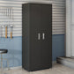Manhattan Comfort Fortress Textured Metal 75" Garage Cabinet With 4 Adjustable Shelves In Charcoal Gray