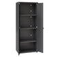 Manhattan Comfort Fortress Textured Metal 75" Garage Cabinet With 4 Adjustable Shelves In Charcoal Gray