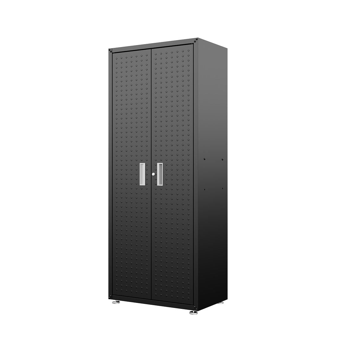 Manhattan Comfort Fortress Textured Metal 75" Garage Cabinet With 4 Adjustable Shelves In Charcoal Gray