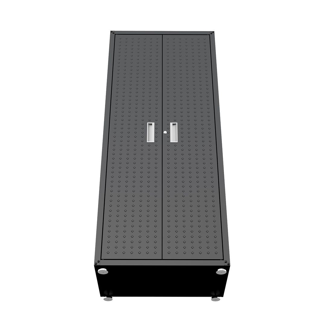 Manhattan Comfort Fortress Textured Metal 75" Garage Cabinet With 4 Adjustable Shelves In Charcoal Gray