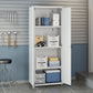 Manhattan Comfort Fortress Textured Metal 75" Garage Cabinet With 4 Adjustable Shelves In White