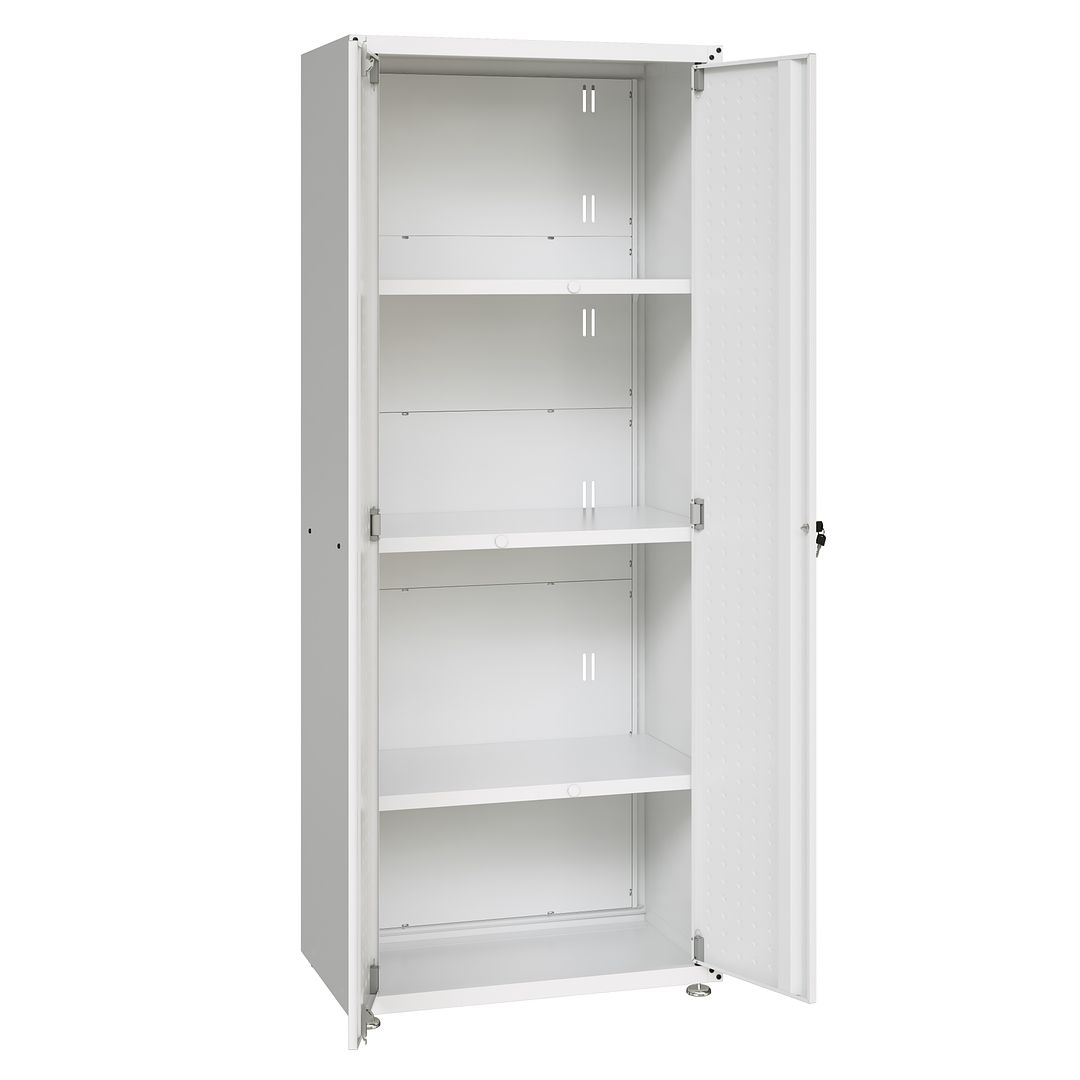 Manhattan Comfort Fortress Textured Metal 75" Garage Cabinet With 4 Adjustable Shelves In White
