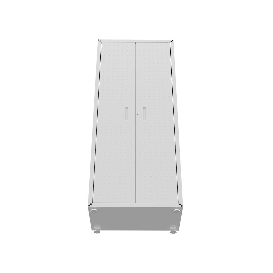 Manhattan Comfort Fortress Textured Metal 75" Garage Cabinet With 4 Adjustable Shelves In White