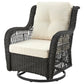 Manhattan Comfort Fruttuo Swivel Steel Rattan 3-Piece Patio Conversation Set With Cushions In Cream
