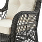 Manhattan Comfort Fruttuo Swivel Steel Rattan 3-Piece Patio Conversation Set With Cushions In Cream