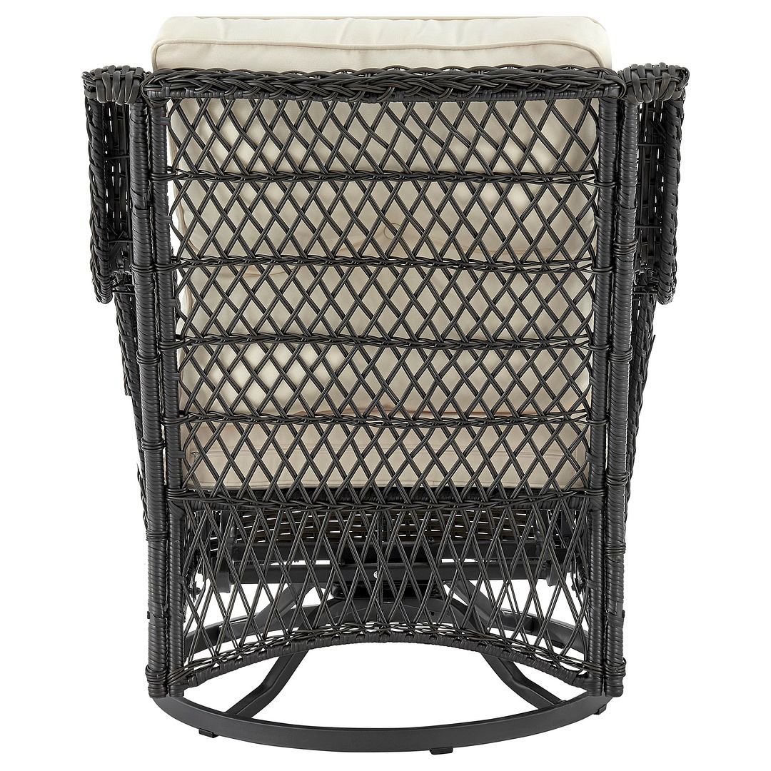 Manhattan Comfort Fruttuo Swivel Steel Rattan 3-Piece Patio Conversation Set With Cushions In Cream