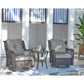 Manhattan Comfort Fruttuo Swivel Steel Rattan 3-Piece Patio Conversation Set With Cushions In Gray