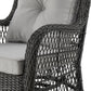 Manhattan Comfort Fruttuo Swivel Steel Rattan 3-Piece Patio Conversation Set With Cushions In Gray
