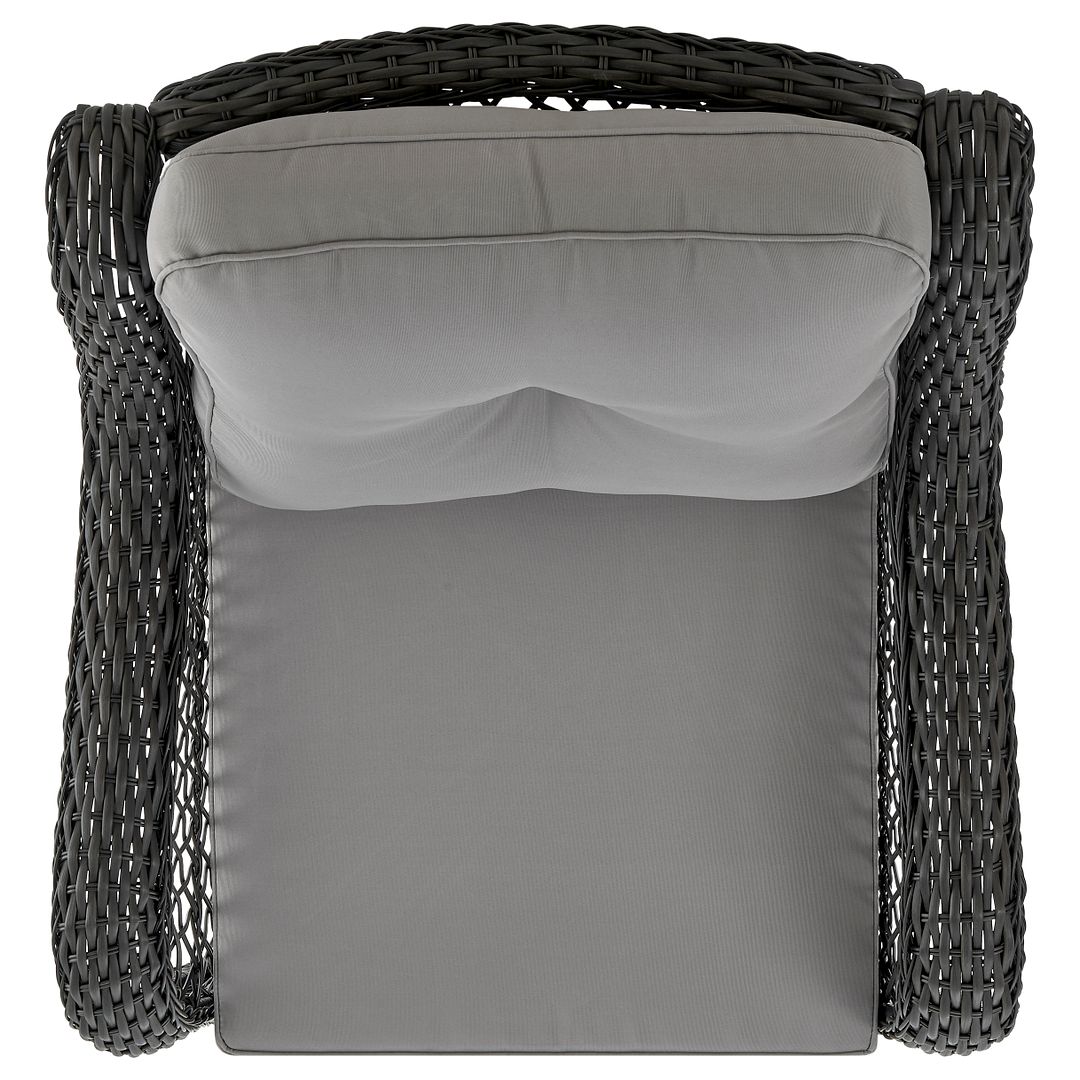 Manhattan Comfort Fruttuo Swivel Steel Rattan 3-Piece Patio Conversation Set With Cushions In Gray