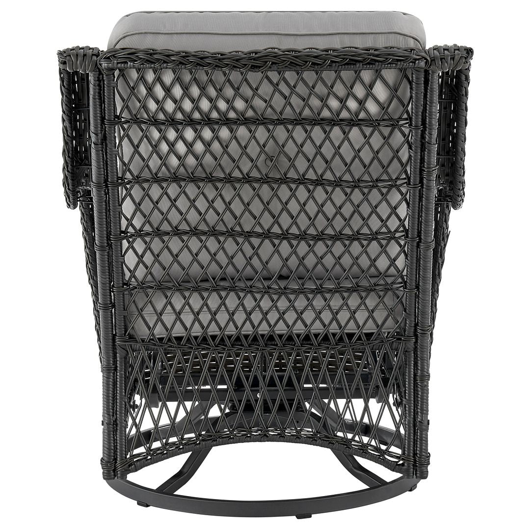 Manhattan Comfort Fruttuo Swivel Steel Rattan 3-Piece Patio Conversation Set With Cushions In Gray