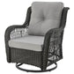 Manhattan Comfort Fruttuo Swivel Steel Rattan 3-Piece Patio Conversation Set With Cushions In Gray