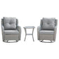 Manhattan Comfort Fruttuo Swivel Steel Rattan 3-Piece Patio Conversation Set With Cushions In Gray