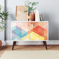 Manhattan Comfort Funky Avesta Side Table 2.0 With 3 Shelves In A White Frame With A Colorful Stamp Door