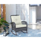 Manhattan Comfort Furttuo Steel Rattan Outdoor Rocking Chair With Cushions In Cream