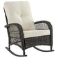 Manhattan Comfort Furttuo Steel Rattan Outdoor Rocking Chair With Cushions In Cream