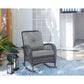 Manhattan Comfort Furttuo Steel Rattan Outdoor Rocking Chair With Cushions In Gray