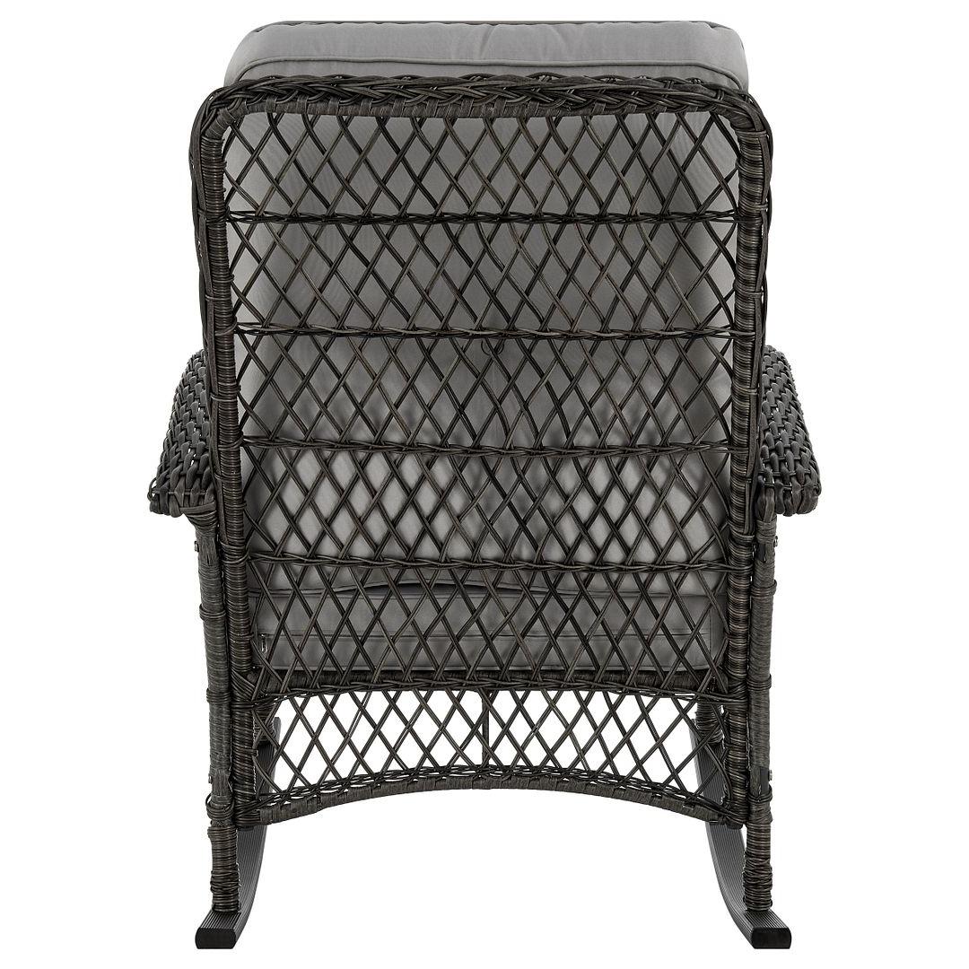 Manhattan Comfort Furttuo Steel Rattan Outdoor Rocking Chair With Cushions In Gray