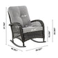 Manhattan Comfort Furttuo Steel Rattan Outdoor Rocking Chair With Cushions In Gray