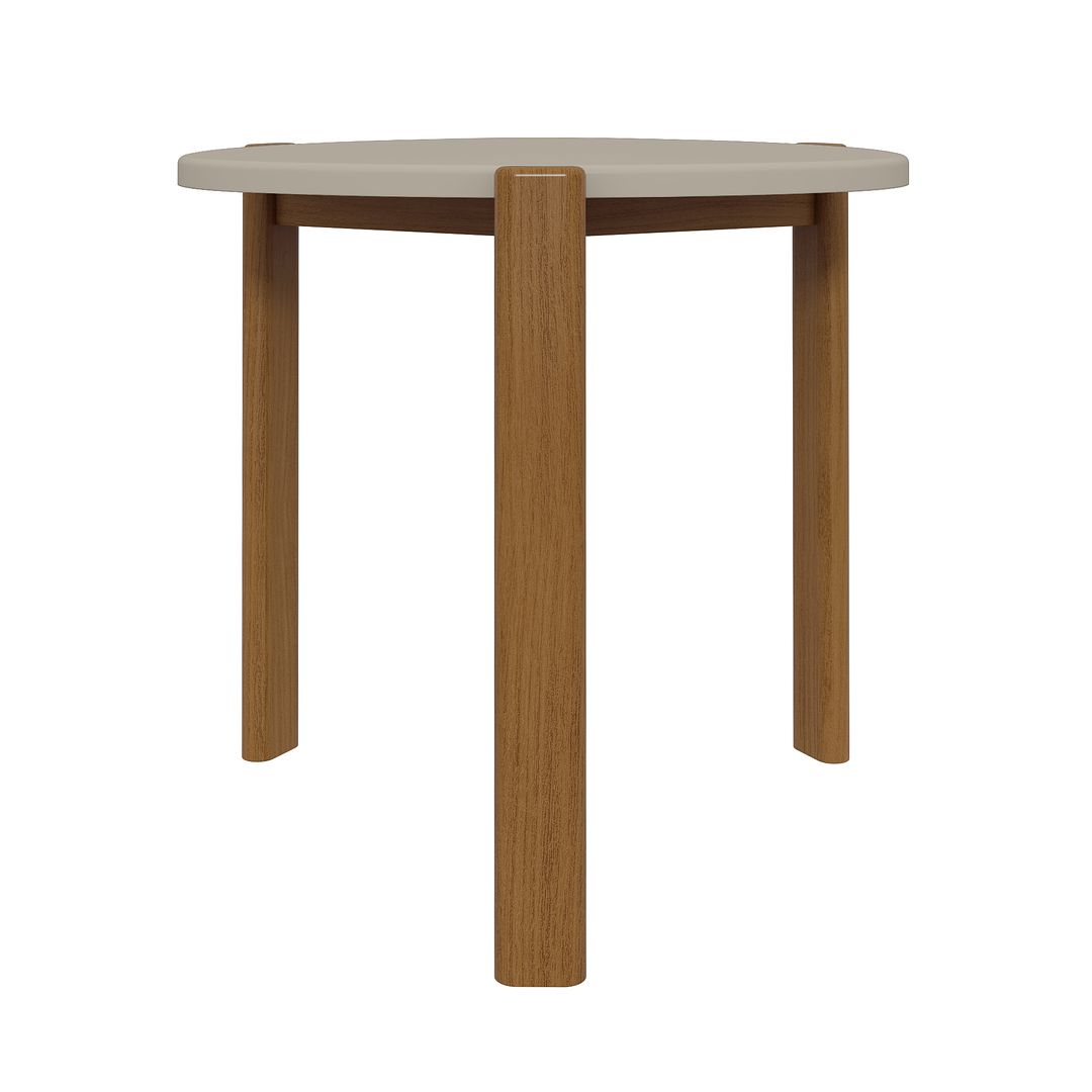 Manhattan Comfort Gales 18" Gloss Greige End Table With Solid Wooden Legs