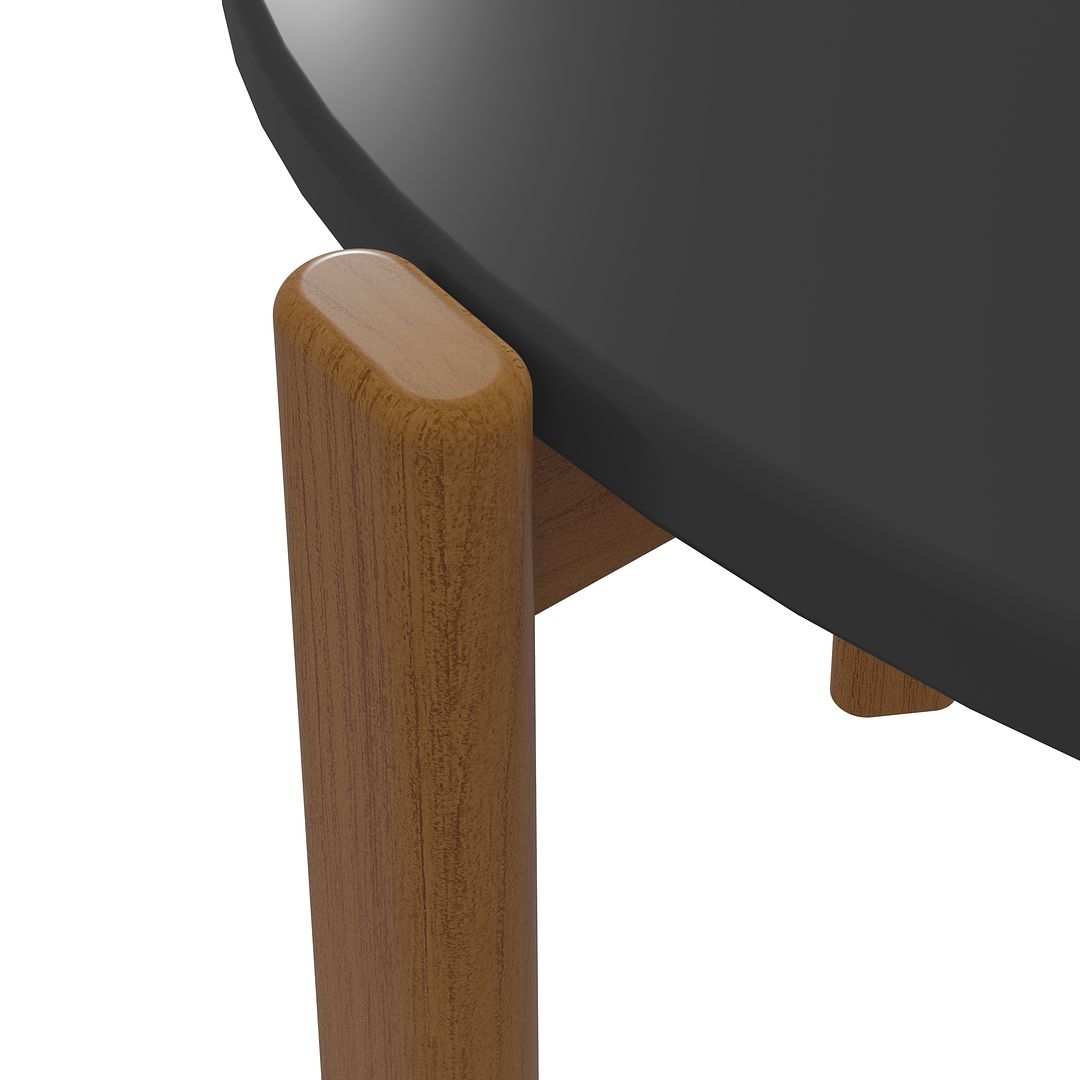 Manhattan Comfort Gales 18" Matte Black End Table With Solid Wooden Legs