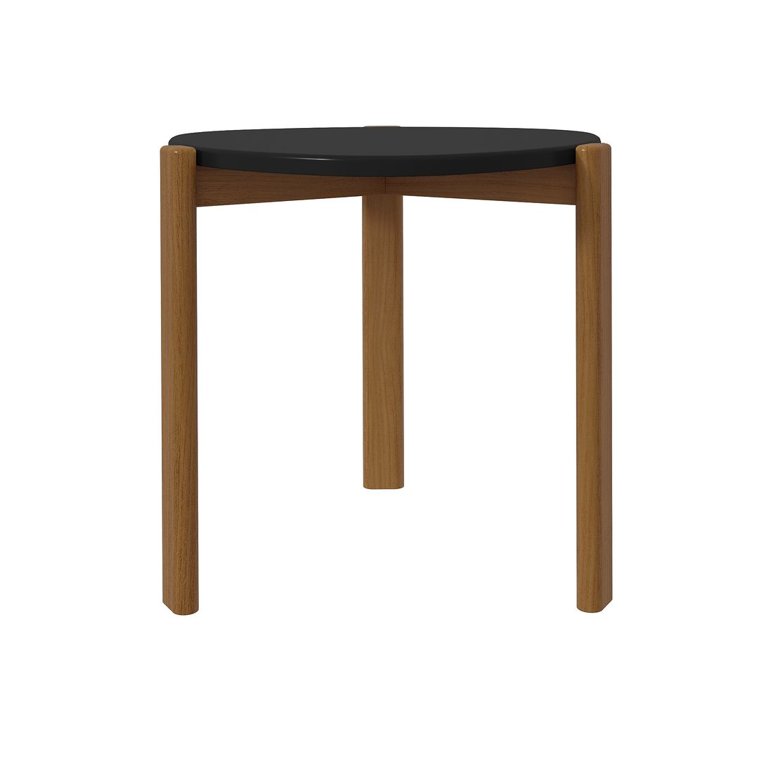 Manhattan Comfort Gales 18" Matte Black End Table With Solid Wooden Legs