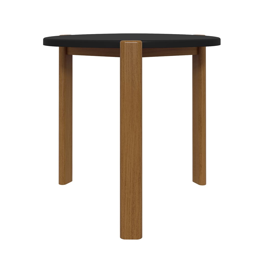 Manhattan Comfort Gales 18" Matte Black End Table With Solid Wooden Legs
