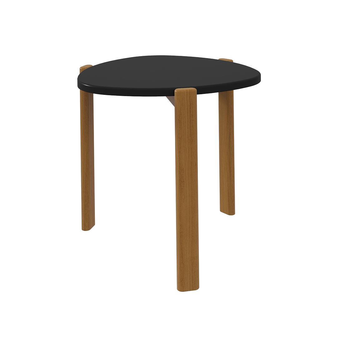 Manhattan Comfort Gales 18" Matte Black End Table With Solid Wooden Legs