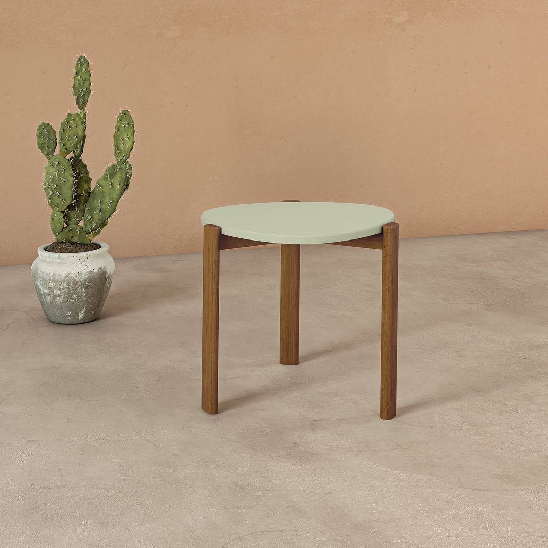 Manhattan Comfort Gales 18" Matte Pistachio Green End Table With Solid Wooden Legs