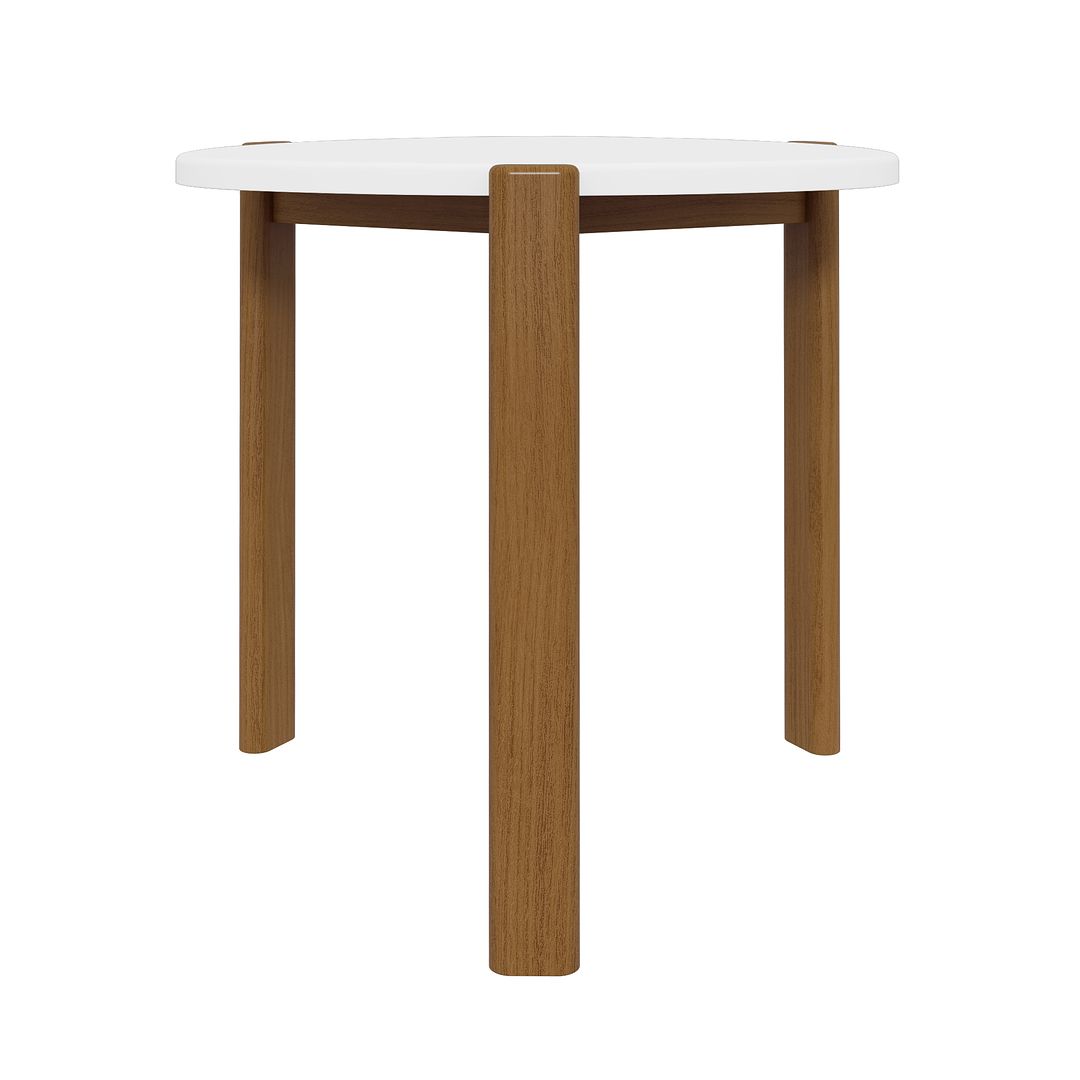 Manhattan Comfort Gales 18" Matte White End Table With Solid Wooden Legs