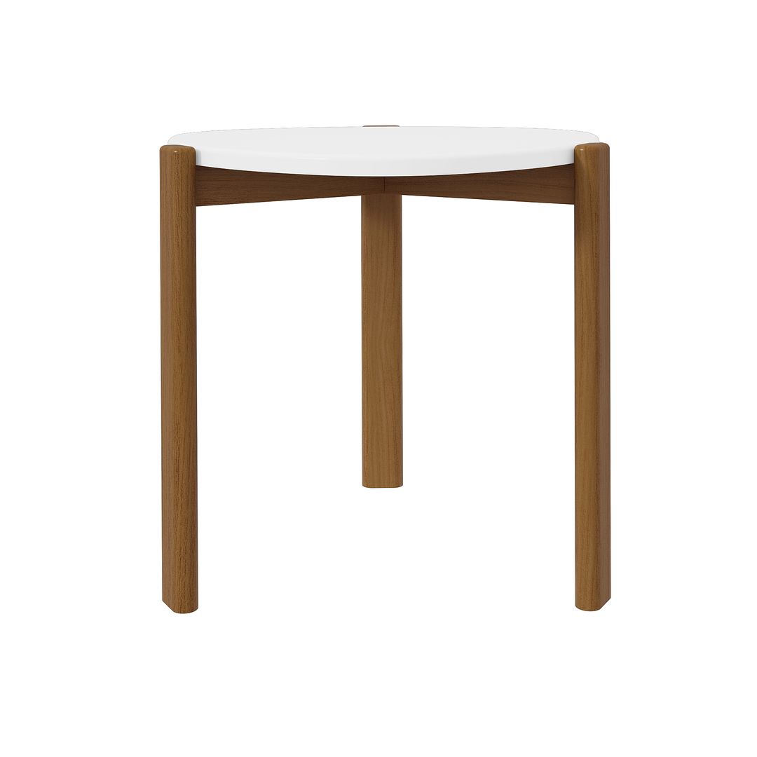 Manhattan Comfort Gales 18" Matte White End Table With Solid Wooden Legs