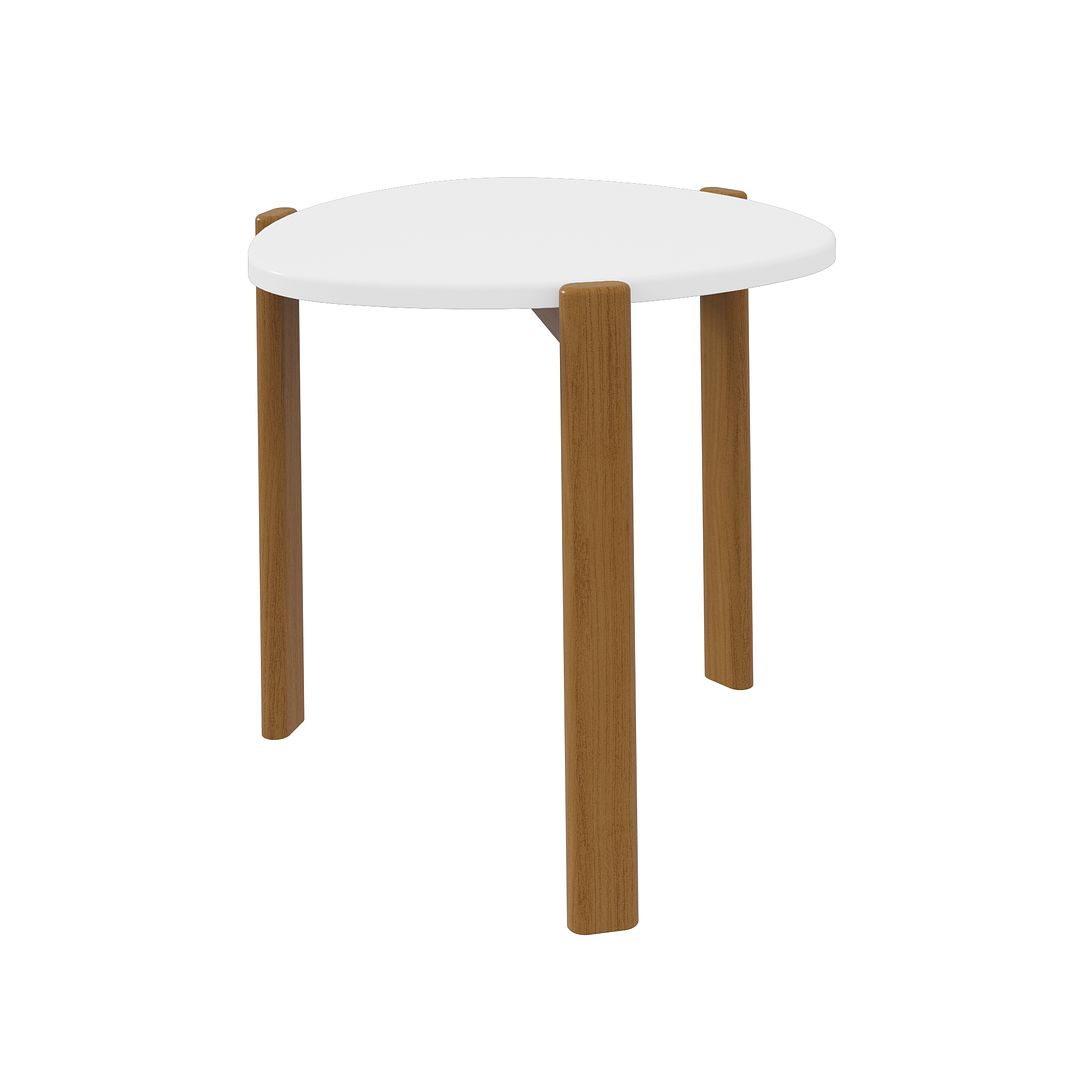 Manhattan Comfort Gales 18" Matte White End Table With Solid Wooden Legs