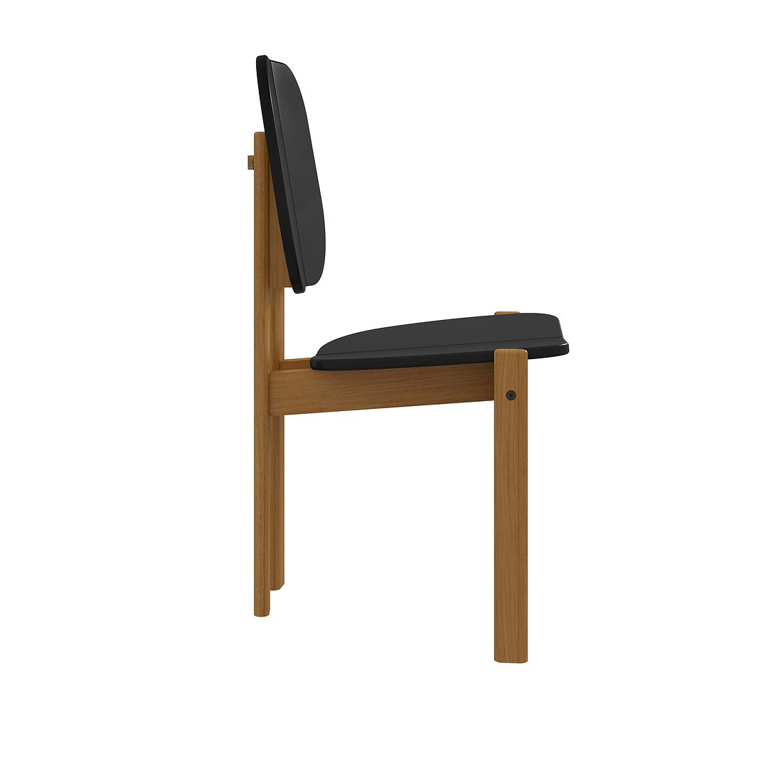 Manhattan Comfort Gales 2-Piece Black Dining Chairs With Solid Wooden Legs