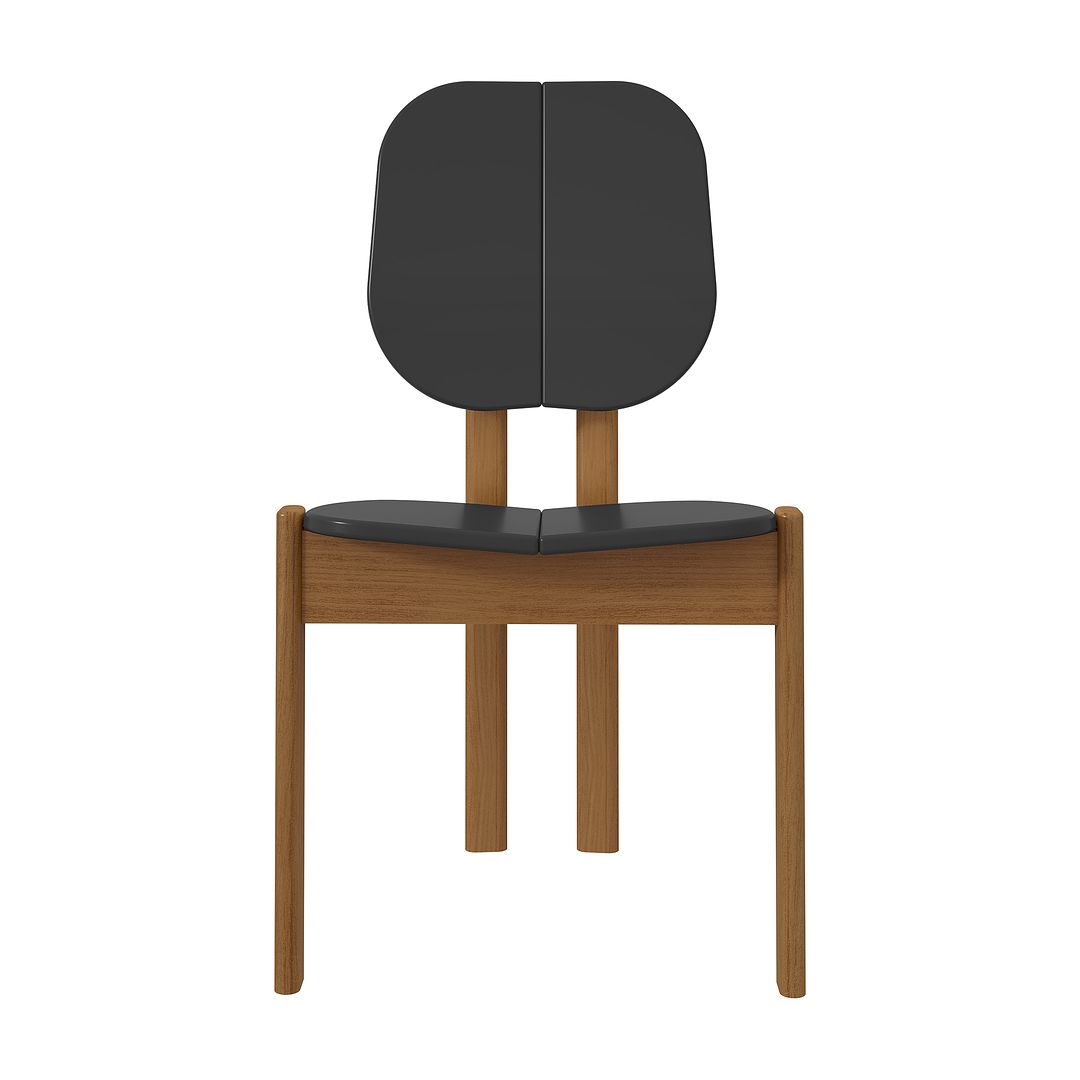 Manhattan Comfort Gales 2-Piece Black Dining Chairs With Solid Wooden Legs