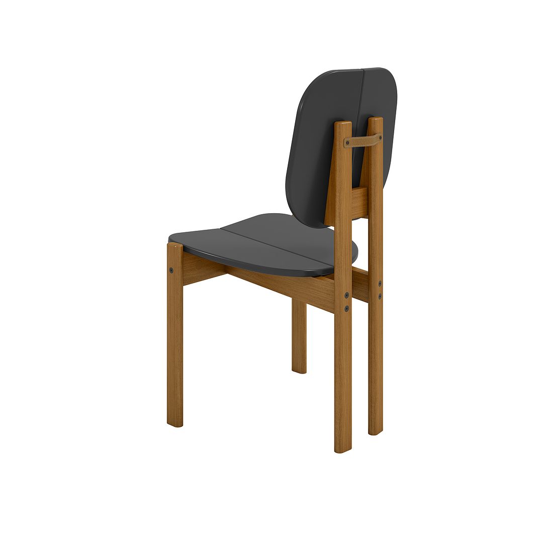 Manhattan Comfort Gales 2-Piece Black Dining Chairs With Solid Wooden Legs