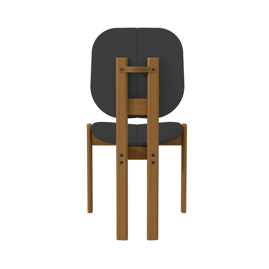 Manhattan Comfort Gales 2-Piece Black Dining Chairs With Solid Wooden Legs