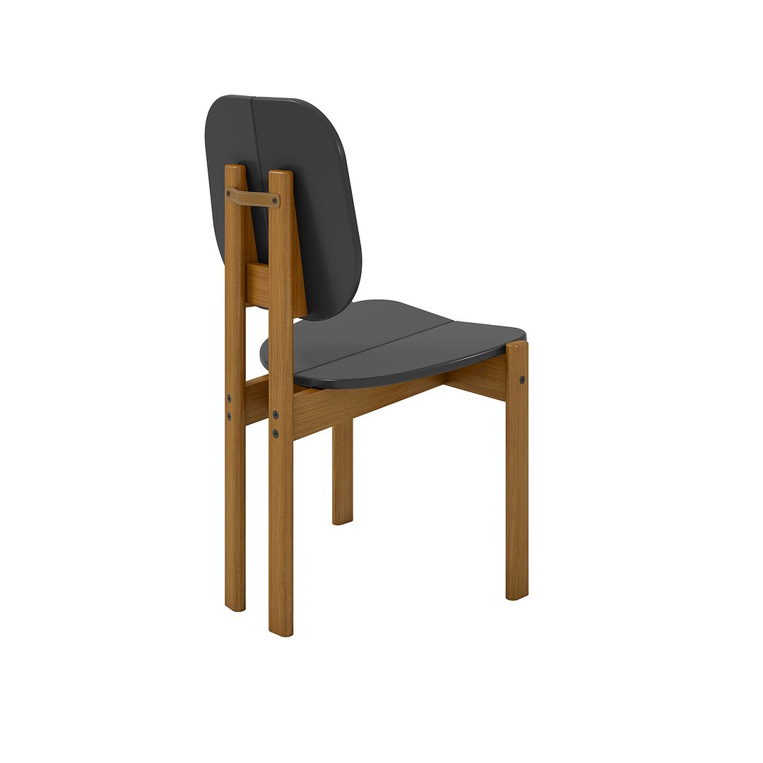 Manhattan Comfort Gales 2-Piece Black Dining Chairs With Solid Wooden Legs