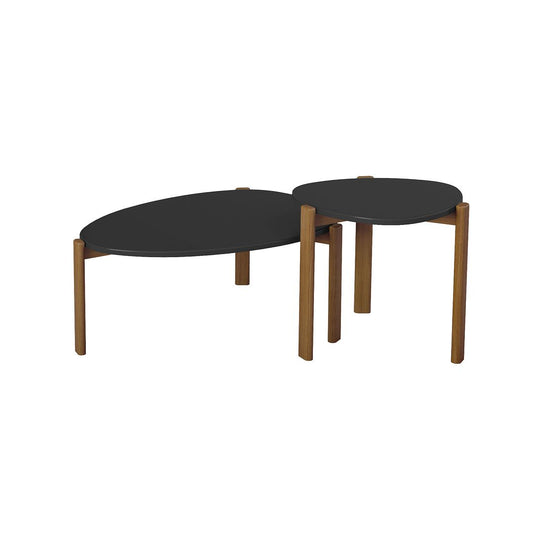 Manhattan Comfort Gales 2-Piece Black End Table & Coffee Table Set