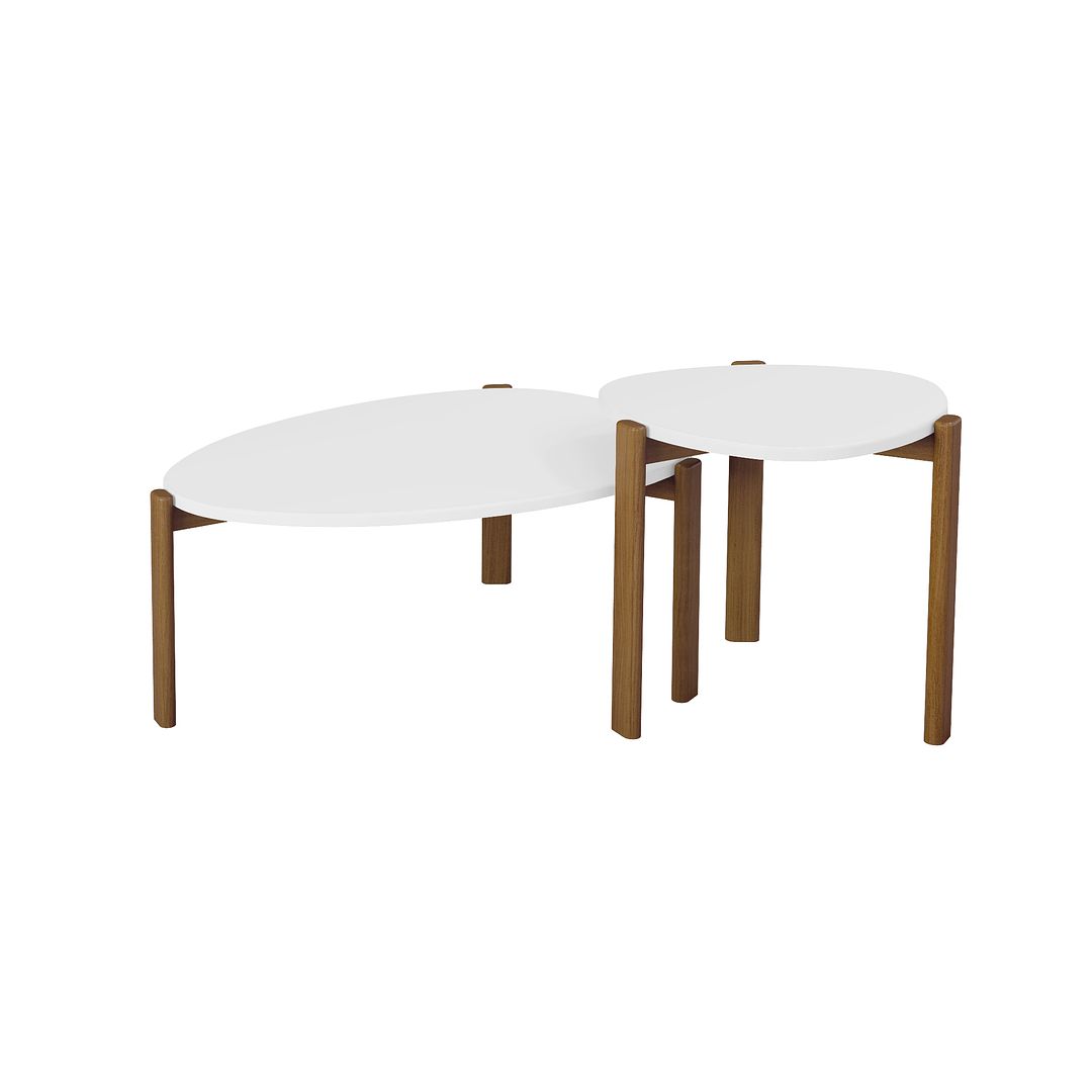 Manhattan Comfort Gales 2-Piece White End Table & Coffee Table Set
